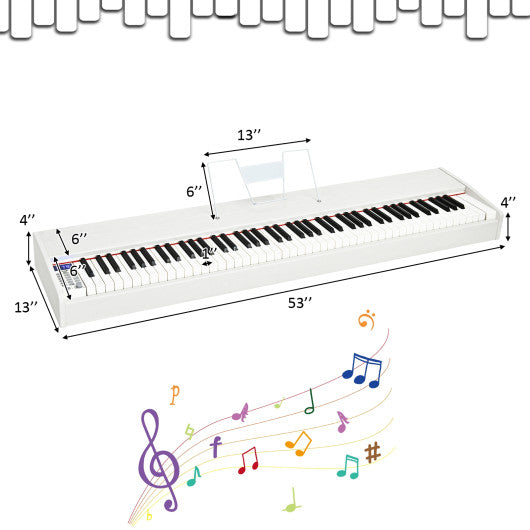 88-Key Full Size Digital Piano Weighted Keyboard with Sustain Pedal-White