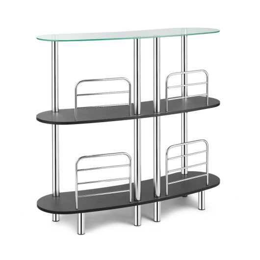 3-tier Bar Cabinets Table with Tempered Glass Top