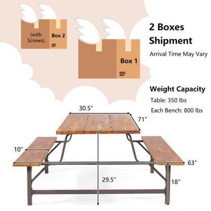 6-Person Outdoor Picnic Table and Bench Set with 2 Inch Umbrella Hole