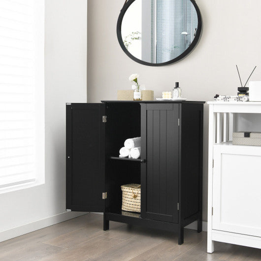 2-Door Freee-Standing Bathroom Cabinet with Shelf-Black