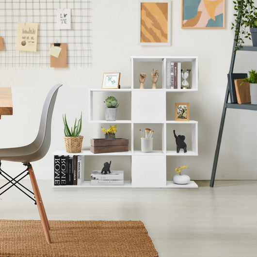 5-Tier Bookshelf Corner Ladder Bookcase with Storage Rack-White