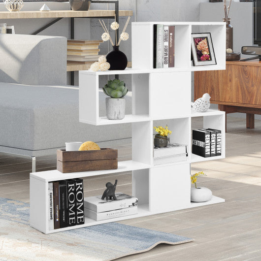 5-Tier Bookshelf Corner Ladder Bookcase with Storage Rack-White