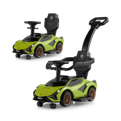 3 in 1 Licensed Lamborghini Ride Walking Toy Stroller-Green