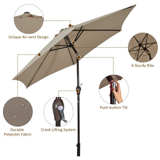 10 Feet Outdoor Patio Umbrella with Tilt Adjustment and Crank-Tan