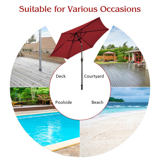 10 Feet Outdoor Patio Umbrella with Tilt Adjustment and Crank-Dark Red