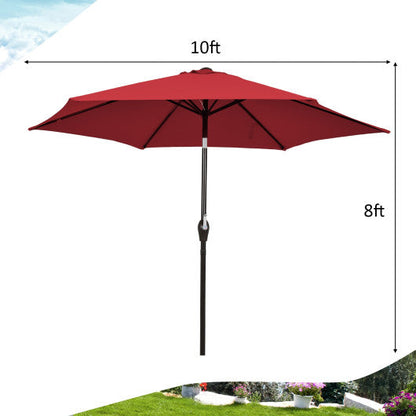 10 Feet Outdoor Patio Umbrella with Tilt Adjustment and Crank-Dark Red