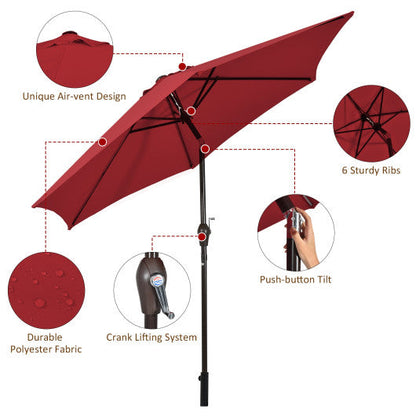 10 Feet Outdoor Patio Umbrella with Tilt Adjustment and Crank-Dark Red