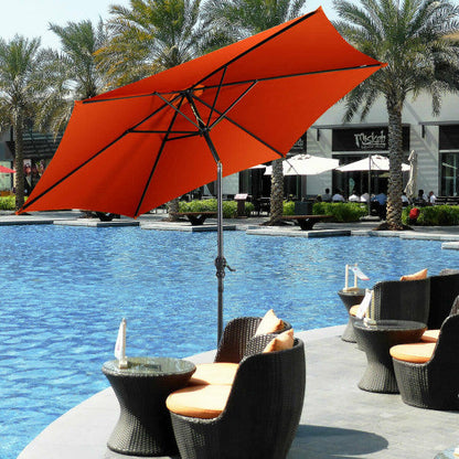 9 ft Patio Outdoor Umbrella with Crank-Orange