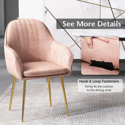 Accent Upholstered Arm Chair with Steel Gold Legs-Pink