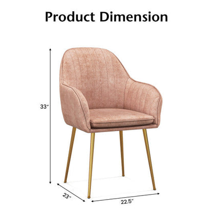 Accent Upholstered Arm Chair with Steel Gold Legs-Pink