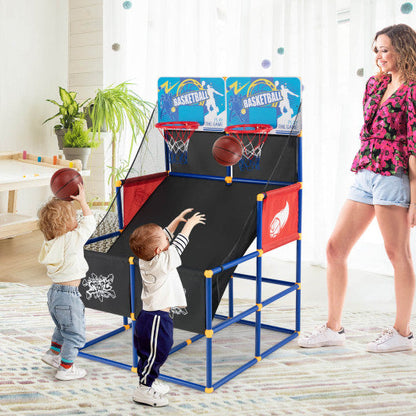 Kids Arcade Basketball Game Set with 4 Basketballs and Ball Pump