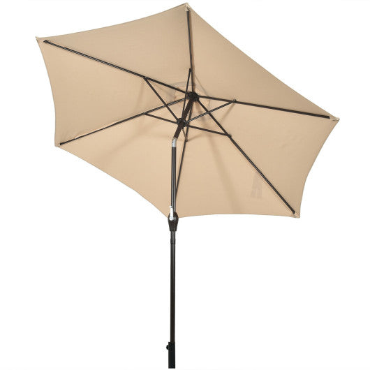 9 ft Outdoor Market Patio Table Umbrella Push Button Tilt Crank Lift-Beige