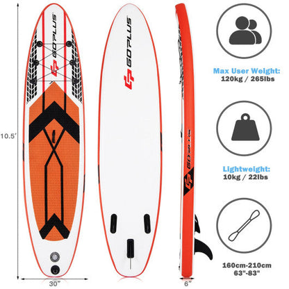 10.5 Feet Inflatable Stand Up Paddle Board with Carrying Bag and Aluminum Paddle-M