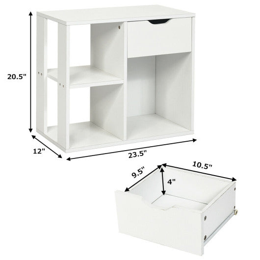 3-Tier Side Table with Storage Shelf and Drawer Space