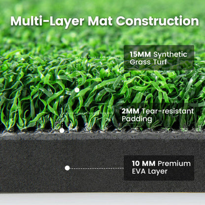 Artificial Turf Mat for Indoor and Outdoor Golf Practice Includes 2 Rubber Tees and 2 Alignment Sticks-27mm