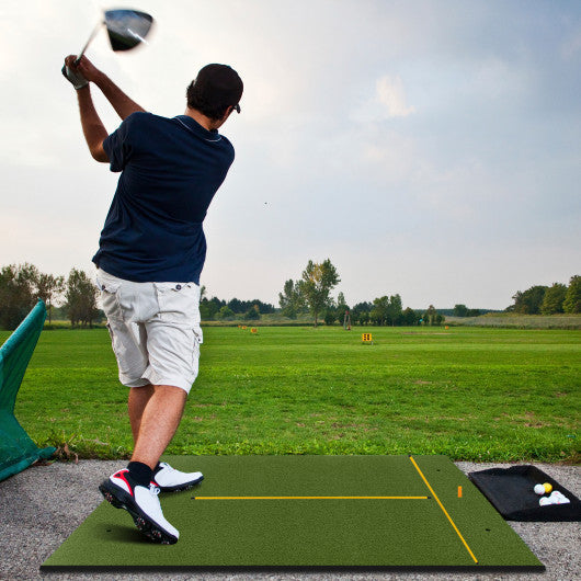 Artificial Turf Mat for Indoor and Outdoor Golf Practice Includes 2 Rubber Tees and 2 Alignment Sticks-20mm