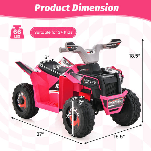 Kids Ride on ATV 4 Wheeler Quad Toy Car with Direction Control-Pink