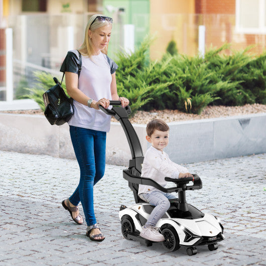 3 in 1 Licensed Lamborghini Ride Walking Toy Stroller-White