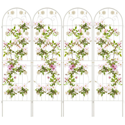 4 Pack 71 x 20 Inches Metal Garden Trellis for Climbing Plants-White