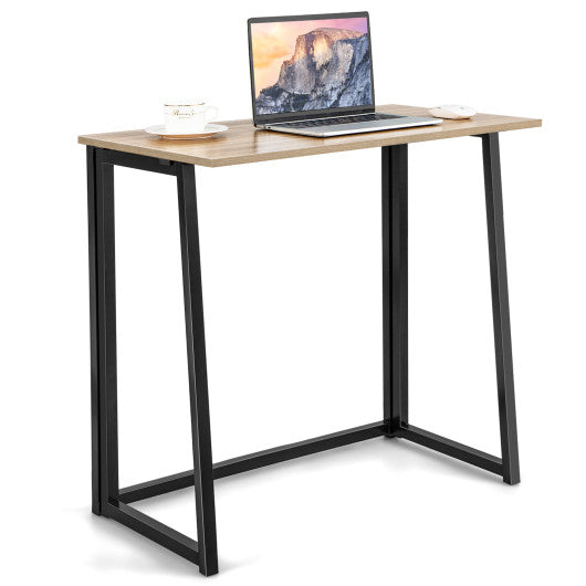 31 Inch Space-saving Folding Computer Desk for Home Office-Natural