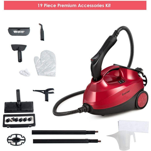 2000W Heavy Duty Multi-purpose Steam Cleaner Mop with Detachable Handheld Unit-Red