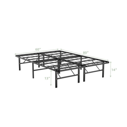 Twin/Full/Queen Size Foldable Metal Platform Bed with Tool-Free Assembly-Queen size