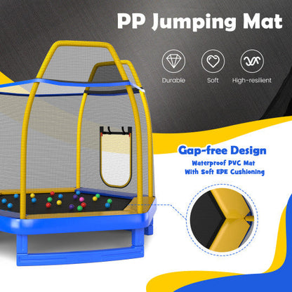 7 Feet Trampoline with Ladder and Slide for Indoor and Outdoor-Blue