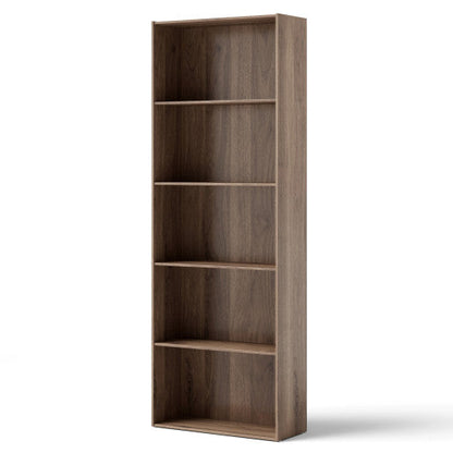 5-Shelf Storage Bookcase Modern Multi-Functional Display Cabinet Furniture-Walnut