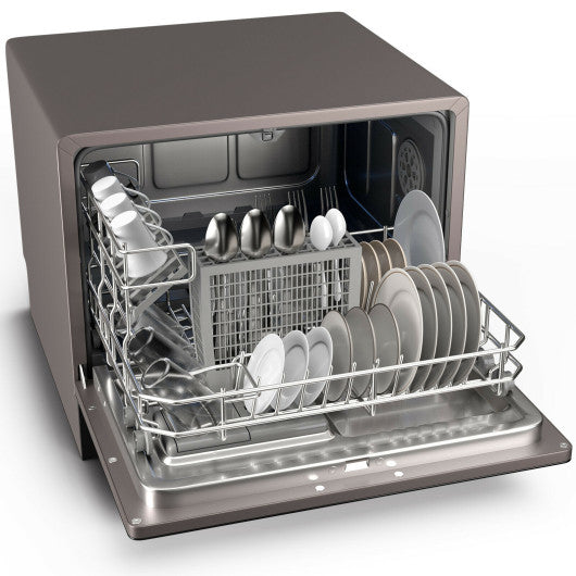 6 Place Setting Built-in or Countertop Dishwasher Machine with 5 Programs