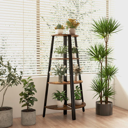 4-Tier Industrial Corner Ladder Shelf Display Rack for Home Office