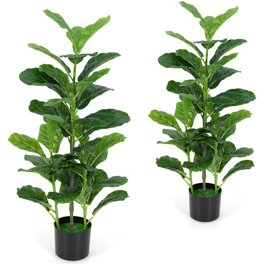 2-Pack Artificial Fiddle Leaf Fig Tree for Indoor and Outdoor