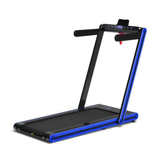 2-in-1 Folding Treadmill with Dual LED Display-Navy