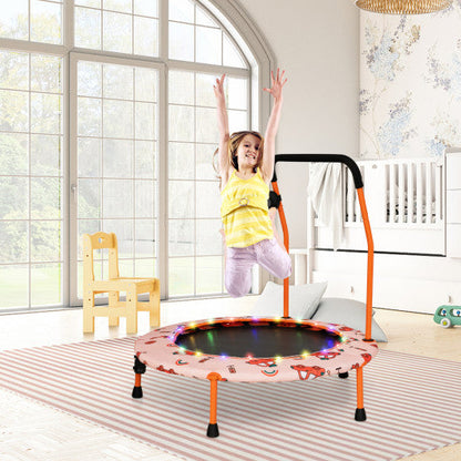 36 Inch Mini Trampoline with Colorful LED Lights and Bluetooth Speaker-Orange