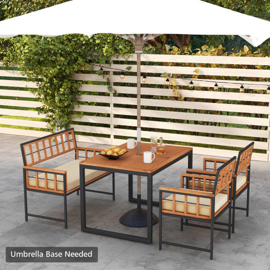 4 Pieces Acacia Wood Patio Dining Set with 1 Rectangular Table-Natural