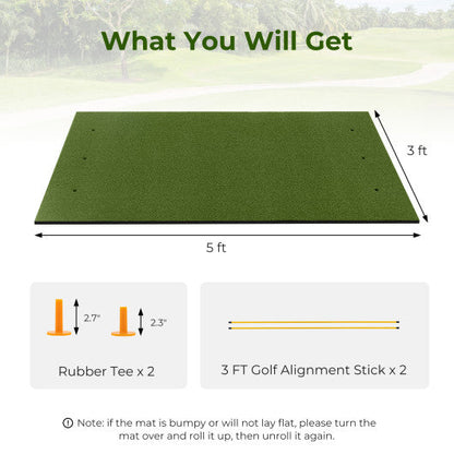 5 x 3 ft Artificial Turf Grass Practice Mat for Indoors and Outdoors-20mm