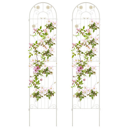 2 Pack 86.5 x 20 Inches Metal Garden Trellis for Climbing Plants-White