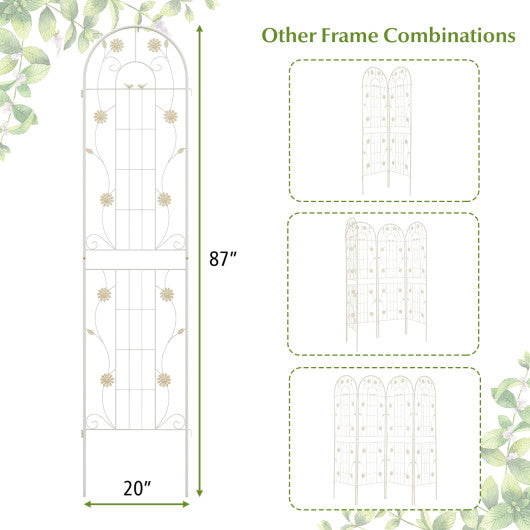 2 Pack 86.5 x 20 Inches Metal Garden Trellis for Climbing Plants-White