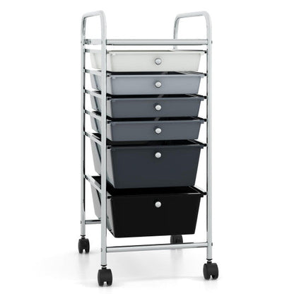 6 Drawers Rolling Storage Cart Organizer-Mixed Black