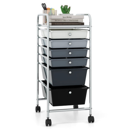 6 Drawers Rolling Storage Cart Organizer-Mixed Black