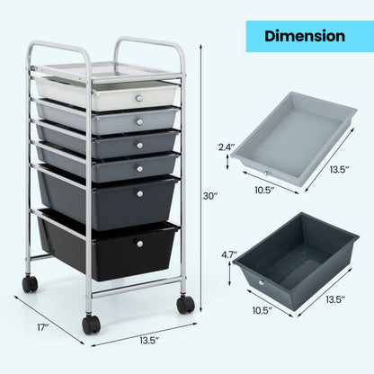 6 Drawers Rolling Storage Cart Organizer-Mixed Black