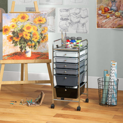 6 Drawers Rolling Storage Cart Organizer-Mixed Black