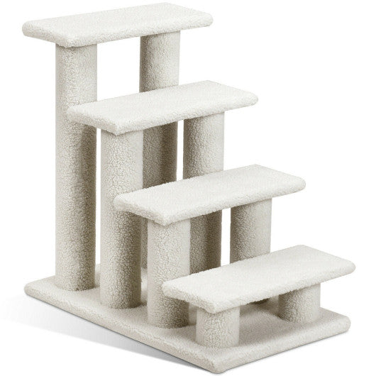 4-Step Pet Stairs Carpeted Ladder Ramp Scratching Post Cat Tree Climber