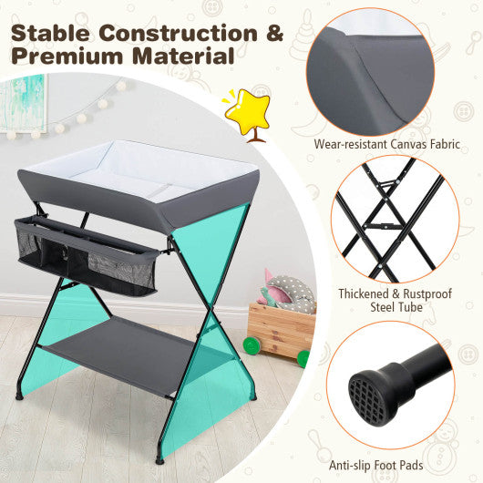 Baby Storage Folding Diaper Changing Table-Gray