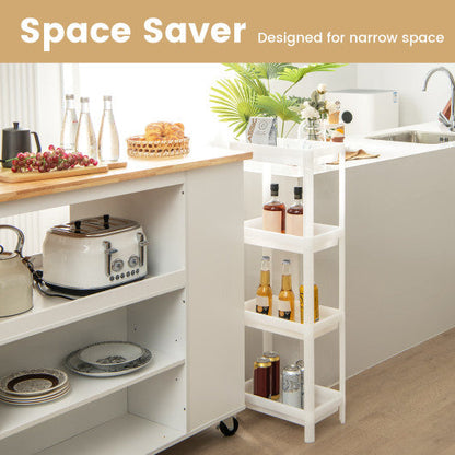 2 Packs 4-Tier Detachable Slim Storage Cart with Drainage Holes for Small Space-White