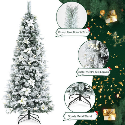 Artificial Christmas Tree Snow Flocked Pencil Tree-7 ft