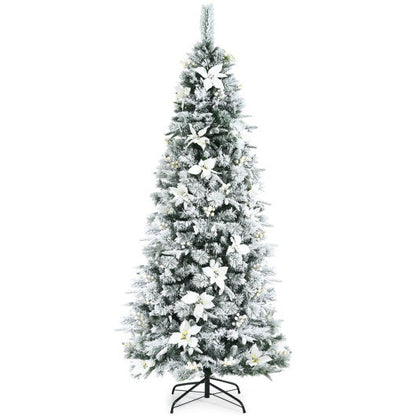 Artificial Christmas Tree Snow Flocked Pencil Tree-7 ft