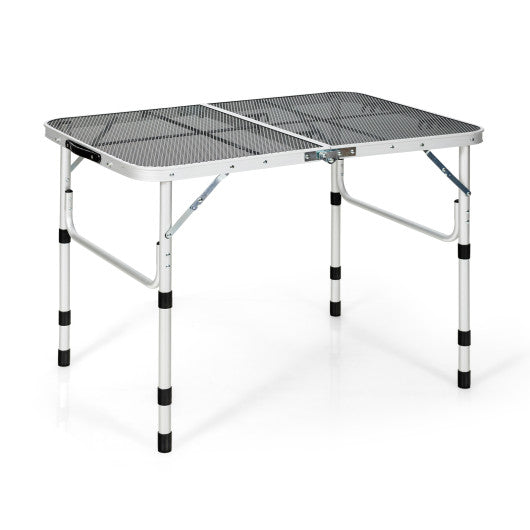 Aluminum Grill Table with Iron Mesh Top-Silver