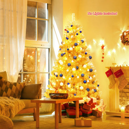 6/7.5 Feet Artificial Tinsel Christmas Tree Hinged with Foldable Stand-6 ft