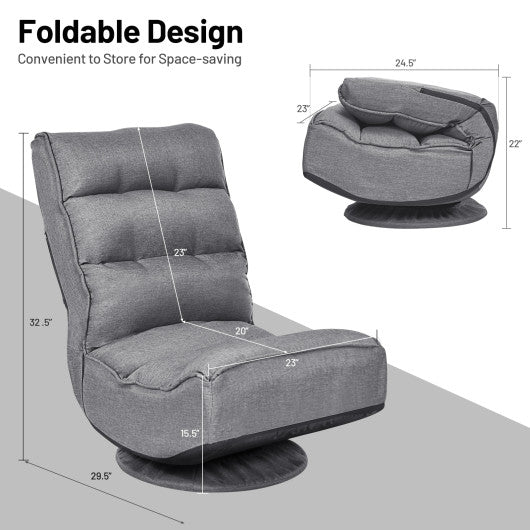 5-Position Folding Floor Gaming Chair-Gray