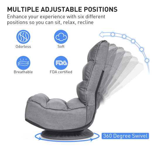 5-Position Folding Floor Gaming Chair-Gray